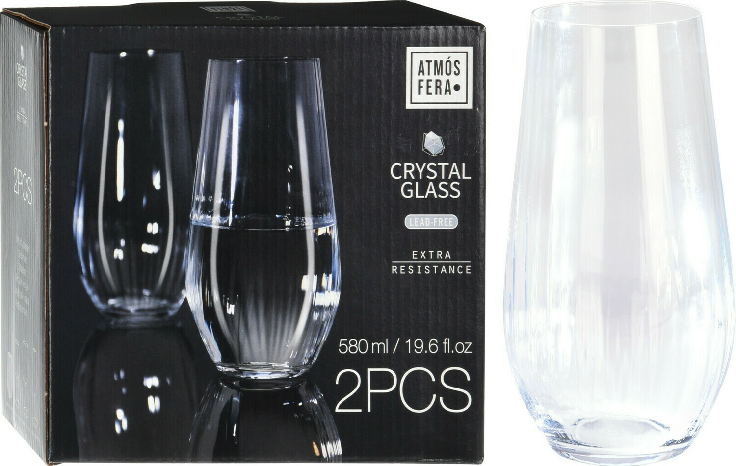 Water Glass 580 ml Set 2 pcs